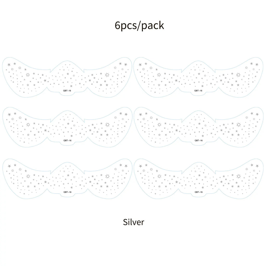 6Pcs Fake Freckle Stickers for Women Waterproof Golden Silver Glitter Temporary Tattoos for Face Makeup Holiday Music Party