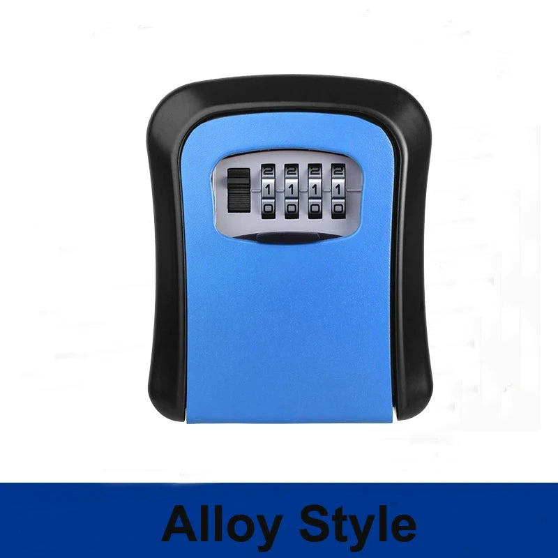 4 Digit Combination Key Lock Box Aluminum Wall Mounted Key Lockbox with Code for House Key Storage Security Protection