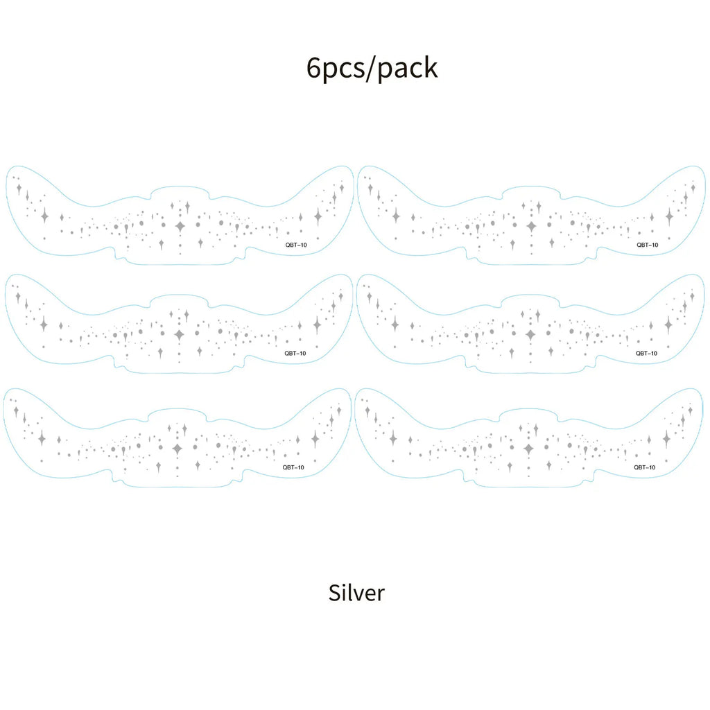 6Pcs Fake Freckle Stickers for Women Waterproof Golden Silver Glitter Temporary Tattoos for Face Makeup Holiday Music Party