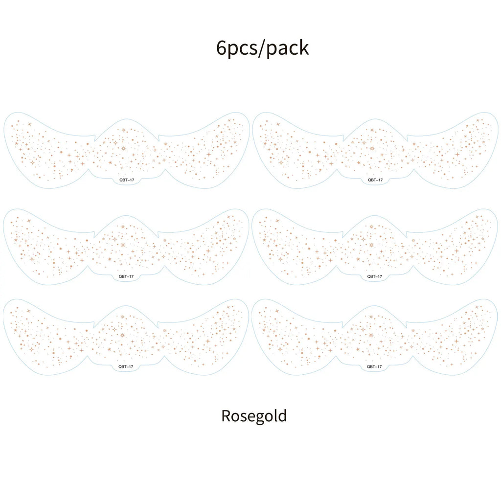 6Pcs Fake Freckle Stickers for Women Waterproof Golden Silver Glitter Temporary Tattoos for Face Makeup Holiday Music Party