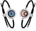 Long Distance Touch Light Up&Vibrate Bracelets for Couples, Long Distance Relationship Gifts Smart Sun&Moon Love Bracelet