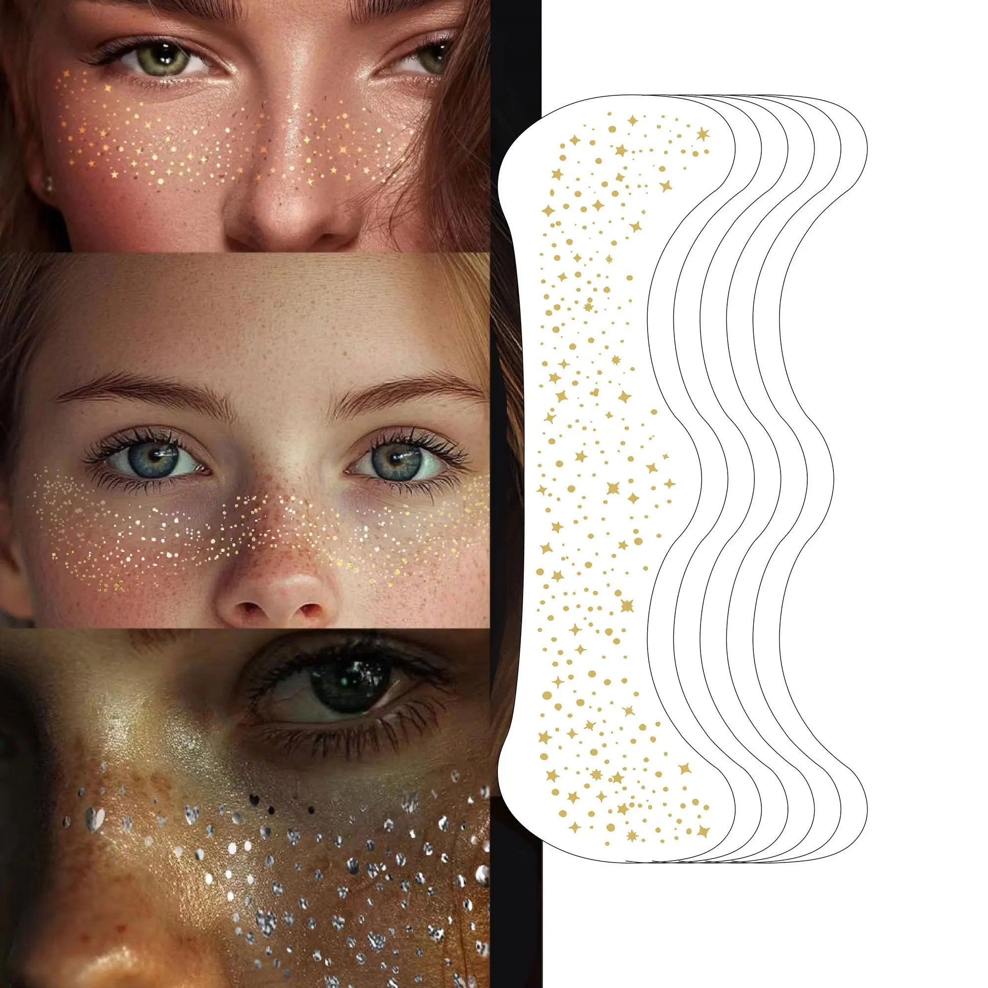 Glitter Freckle Tattoo Stickers – Gold, Silver & Rose Gold (6 Pack)