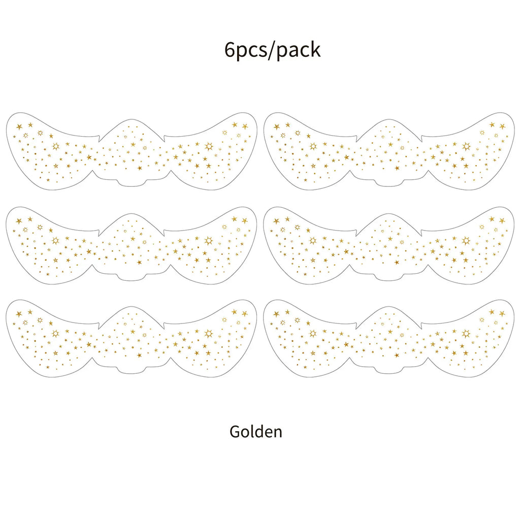 6Pcs Fake Freckle Stickers for Women Waterproof Golden Silver Glitter Temporary Tattoos for Face Makeup Holiday Music Party
