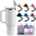 Straw Cover Cap for Stanley Cup 30 40 Oz, Silicone Straw Toppers Cowboy Hat, Tumbler Cup Accessories for 10Mm 0.4In Straws Cute Gifts Ornaments for Women