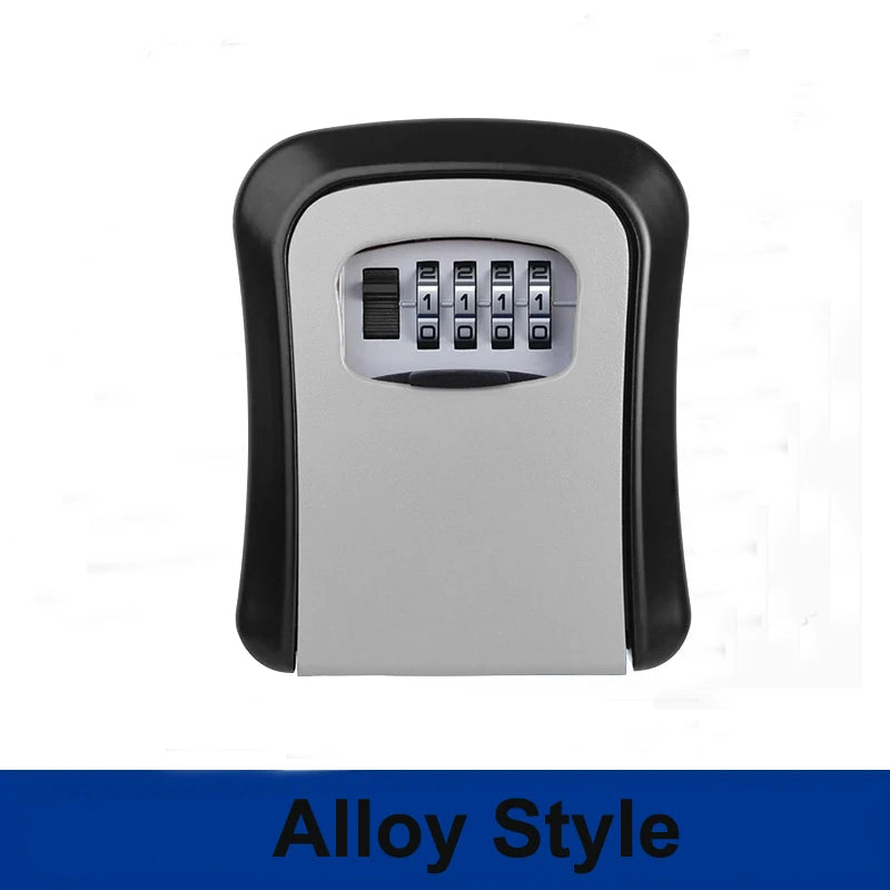 4 Digit Combination Key Lock Box Aluminum Wall Mounted Key Lockbox with Code for House Key Storage Security Protection