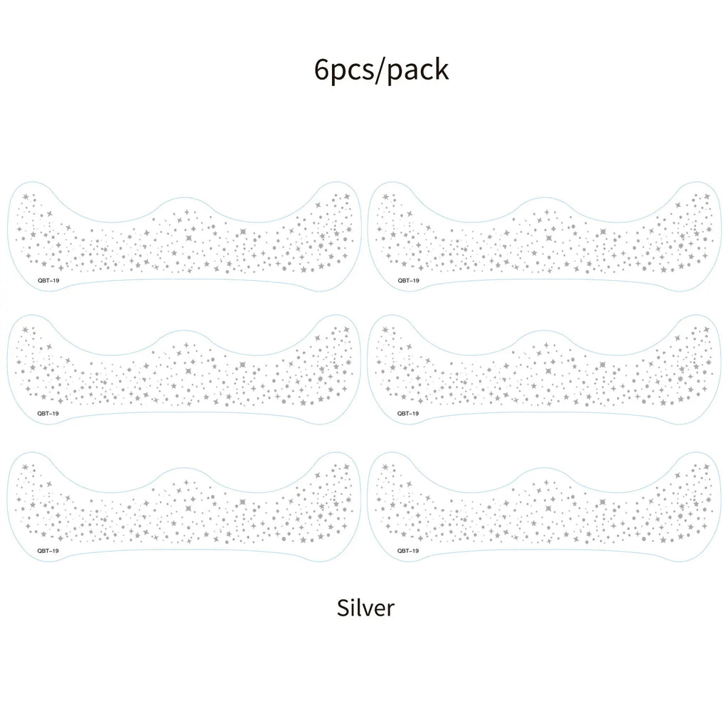 6Pcs Fake Freckle Stickers for Women Waterproof Golden Silver Glitter Temporary Tattoos for Face Makeup Holiday Music Party