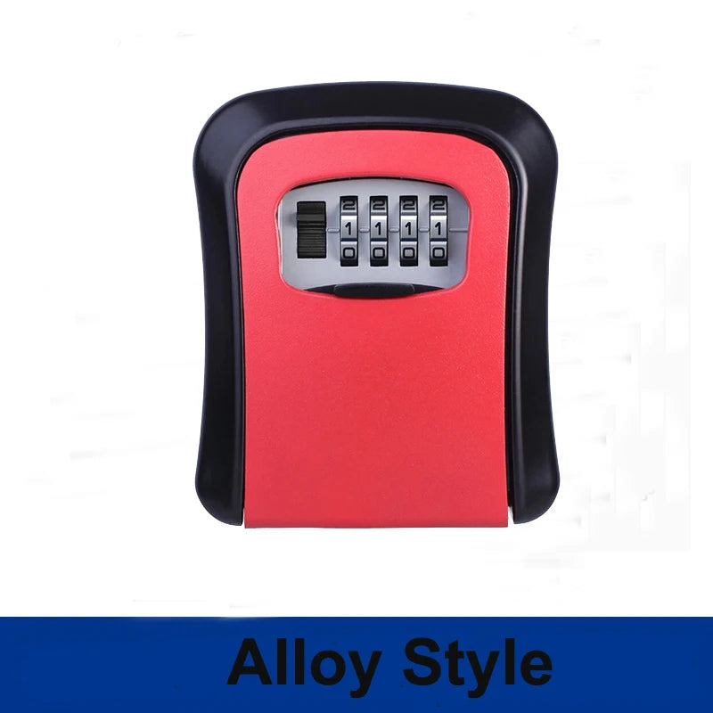 4 Digit Combination Key Lock Box Aluminum Wall Mounted Key Lockbox with Code for House Key Storage Security Protection